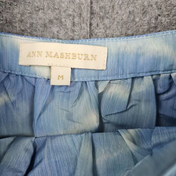 Ann Mashburn Dress Womens Medium Blue Water Smocked Waist A Line Midi Preppy - Picture 5 of 7